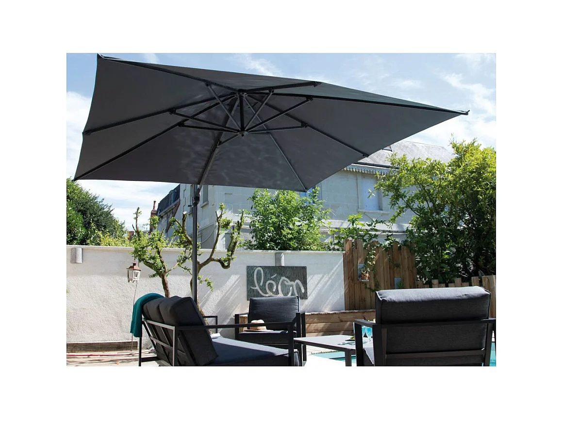 Parasol déporté carré en aluminium 2,5x2,5m Roma Paprika