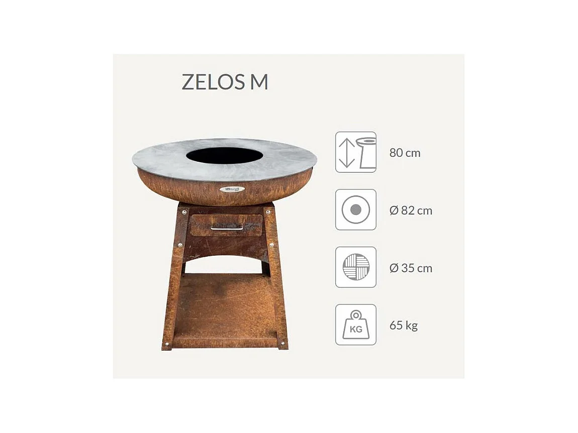 Barbecue brasero en acier Zelos Hauteur 80 cm Diamètre 82 cm