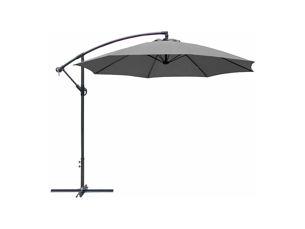 Parasol rond déporté inclinable avec pied en croix