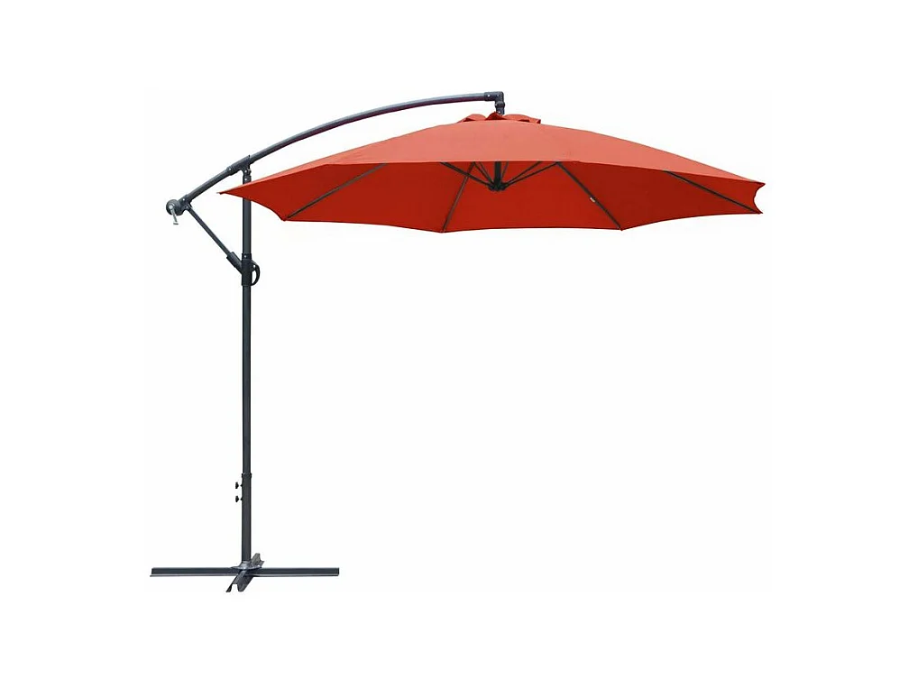 Parasol rond déporté inclinable avec pied en croix
