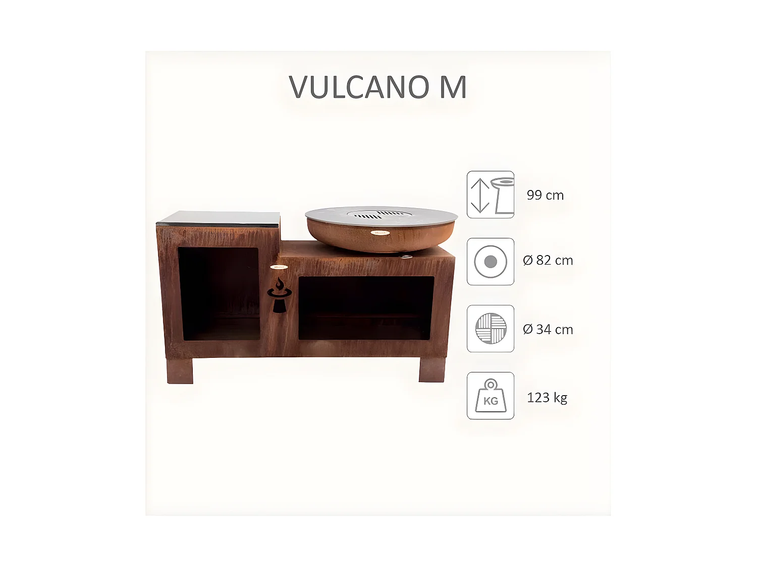 Barbecue brasero  en acier Vulcano Surface de cuisson 82 cm