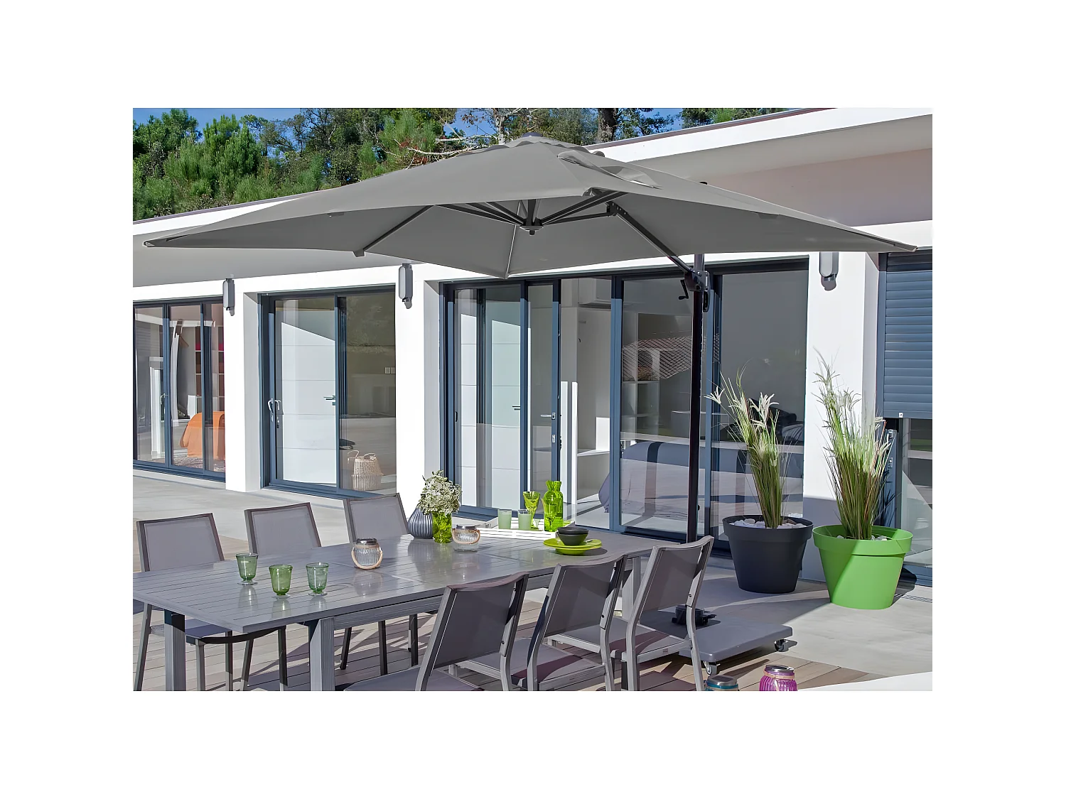 Parasol déporté carré en aluminium 3x3m Roma