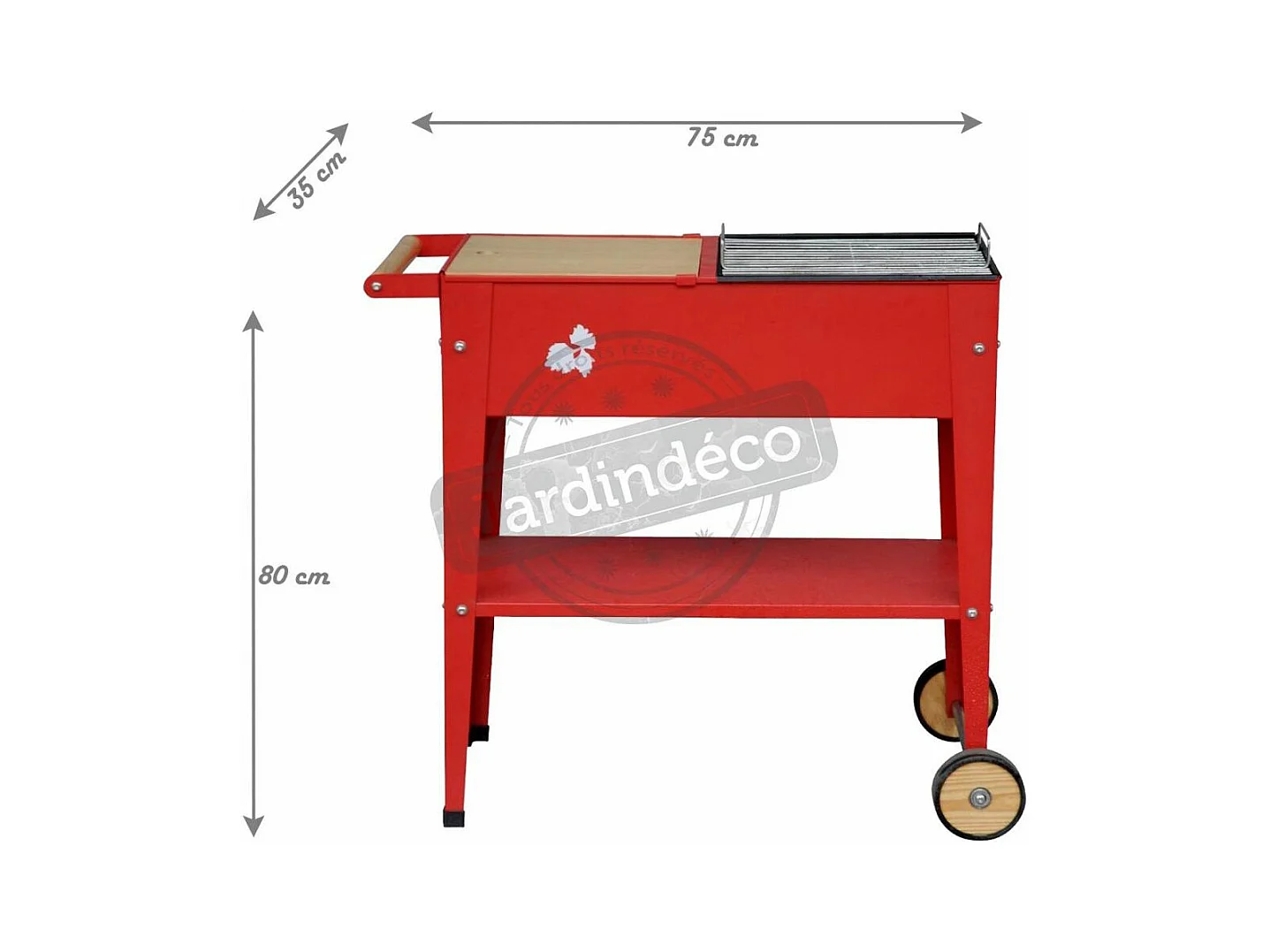 Barbecue charbon de bois en métal sur roulettes Urban