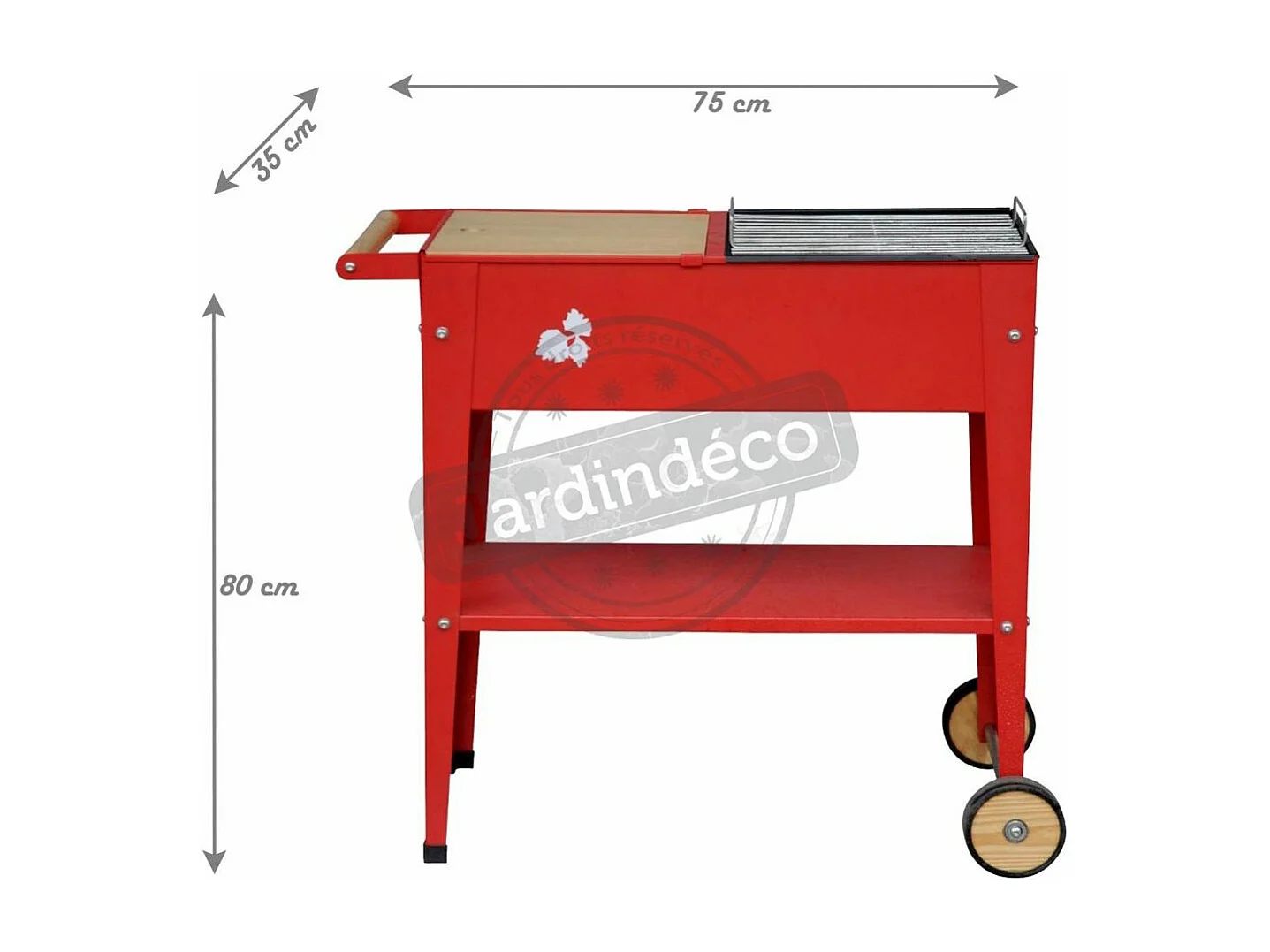 Barbecue charbon de bois en métal sur roulettes Urban