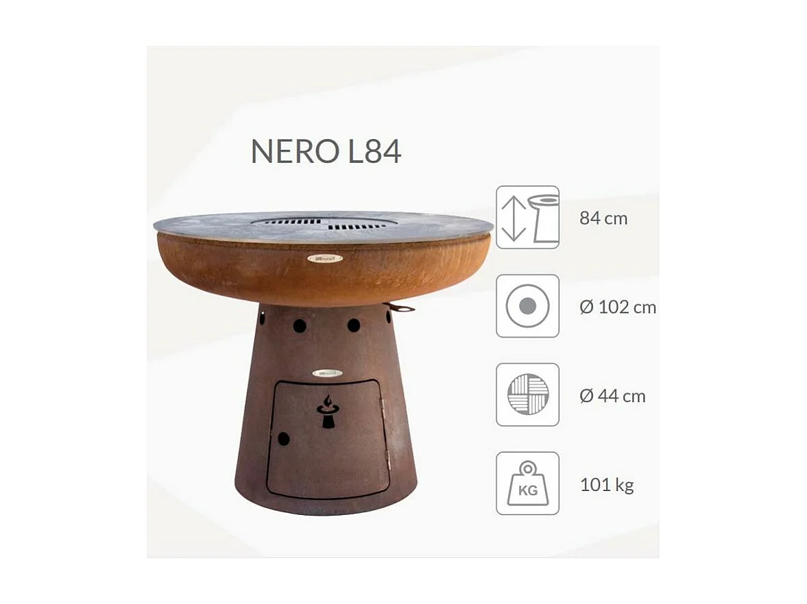Barbecue brasero en acier  Nero Hauteur 84 cm Diamètre 102 cm
