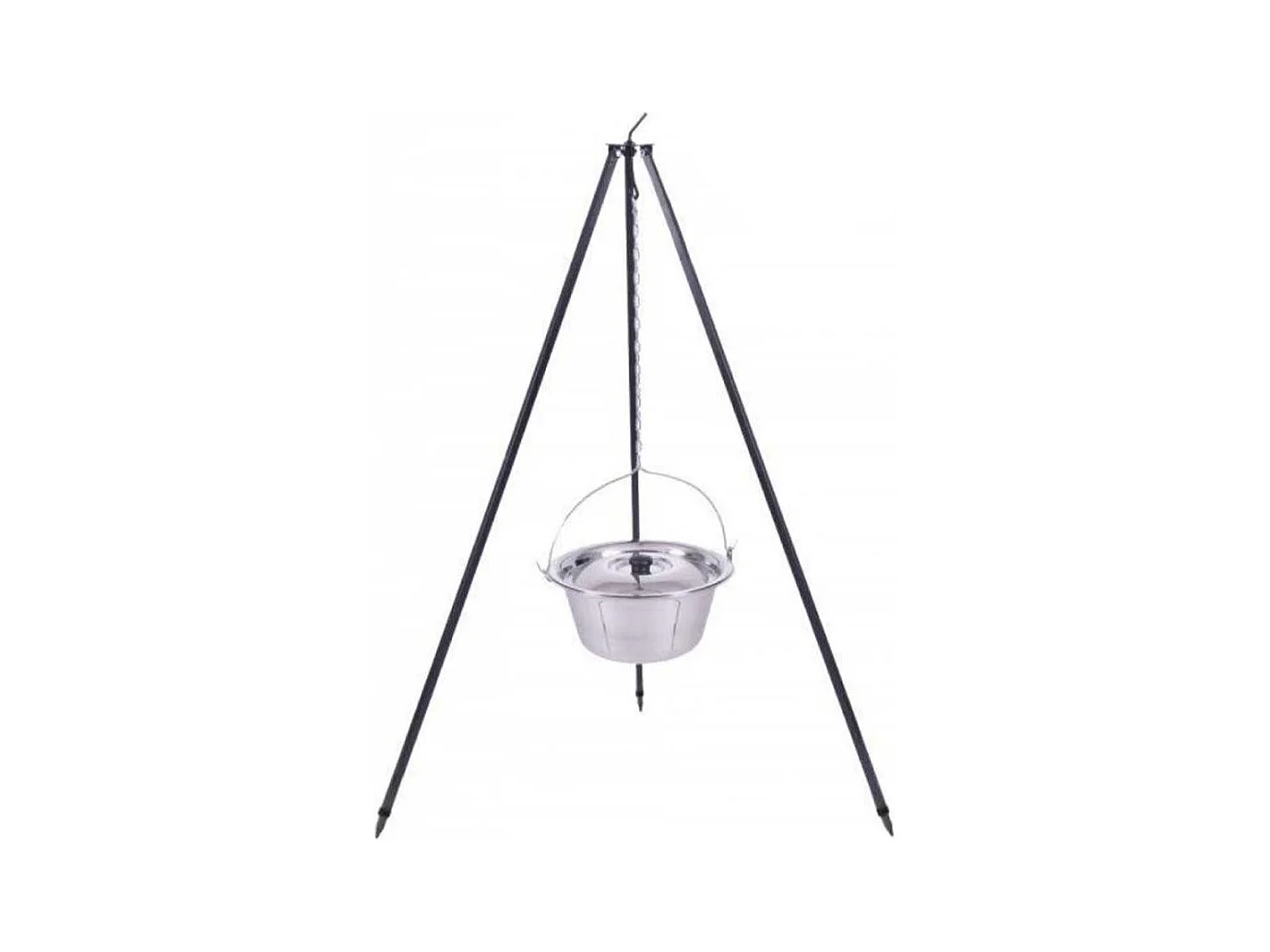 Chaudron en acier inoxydable sur trépied 8 litres