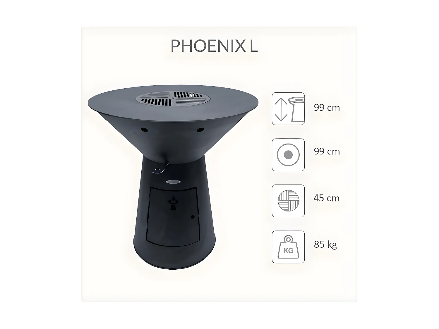Barbacoa con brasero de acero Phoenix Altura 99 cm Diámetro 99 cm