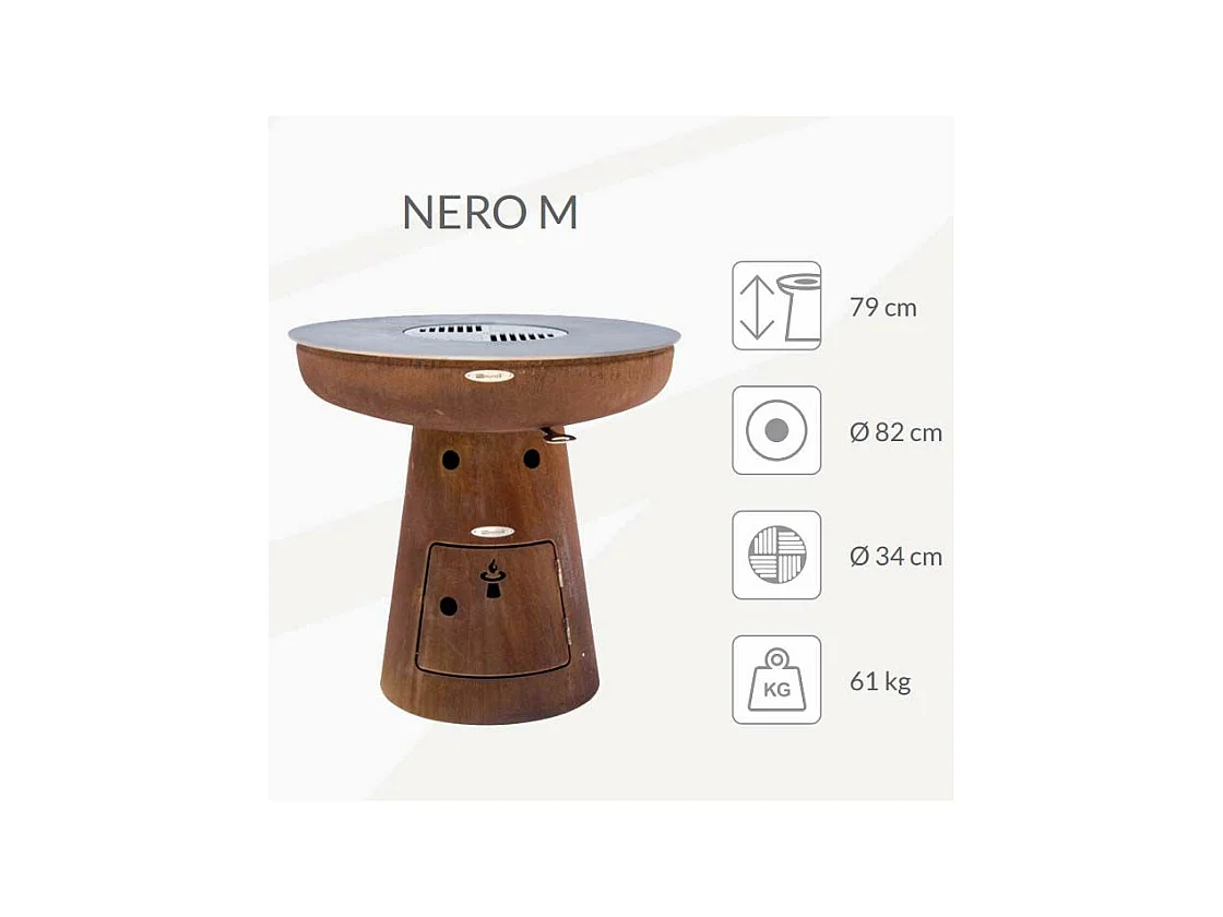 Barbecue brasero en acier  Nero Hauteur 79 cm Diamètre 82 cm