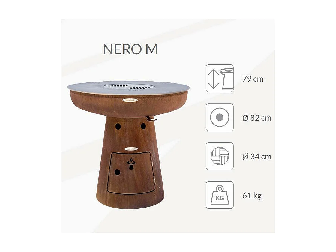 Barbecue brasero en acier  Nero Hauteur 79 cm Diamètre 82 cm