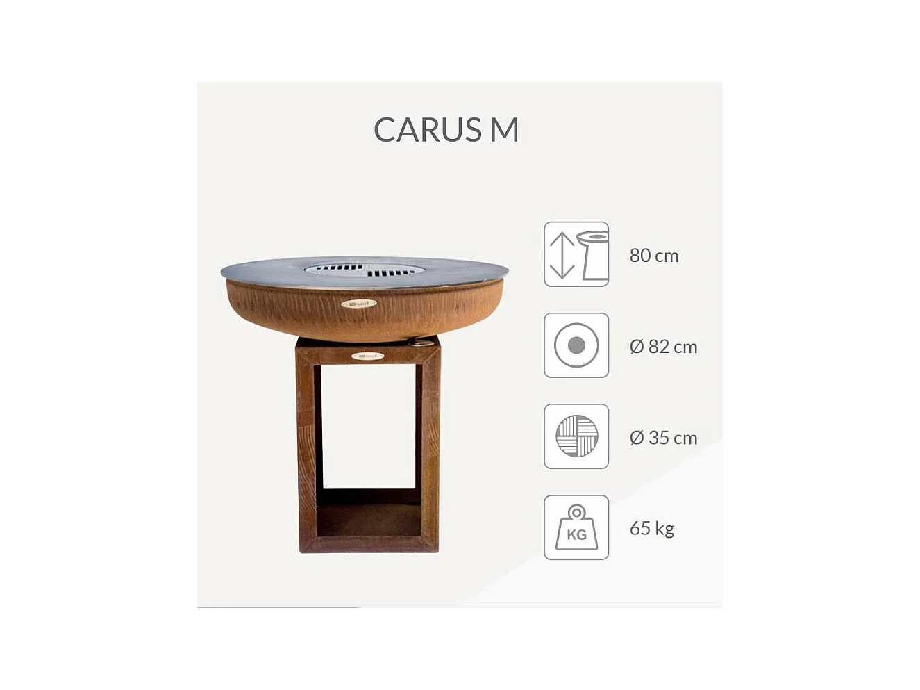 Barbecue brasero en acier  Carus Diamètre 82 cm Hauteur 80 cm