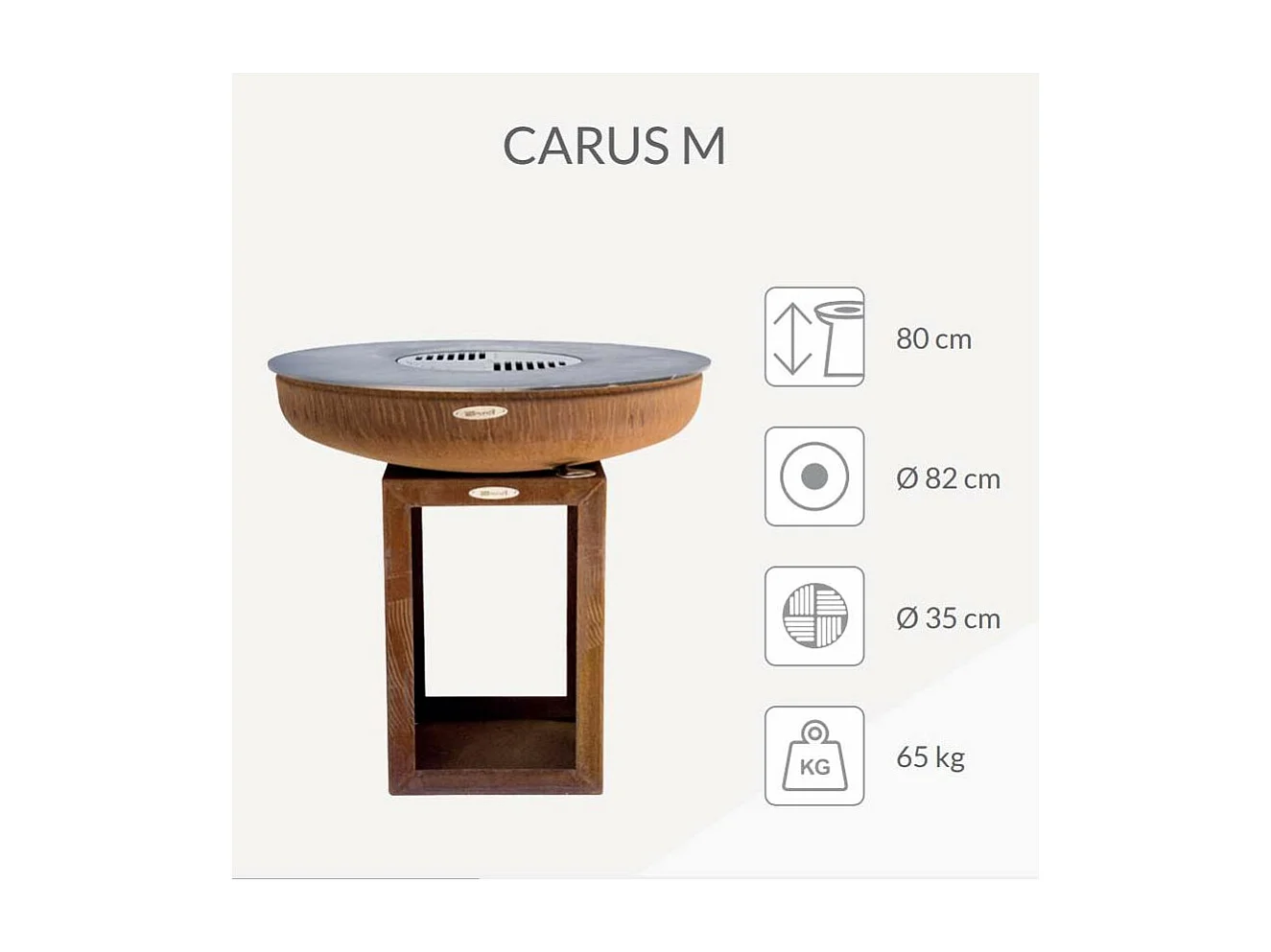 Barbecue brasero en acier  Carus Diamètre 82 cm Hauteur 80 cm