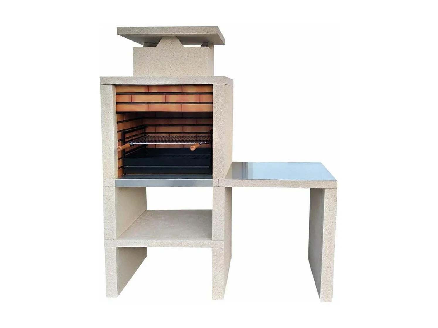 Barbecue pierre et brique avec plan de travail Beja - revêtement inox