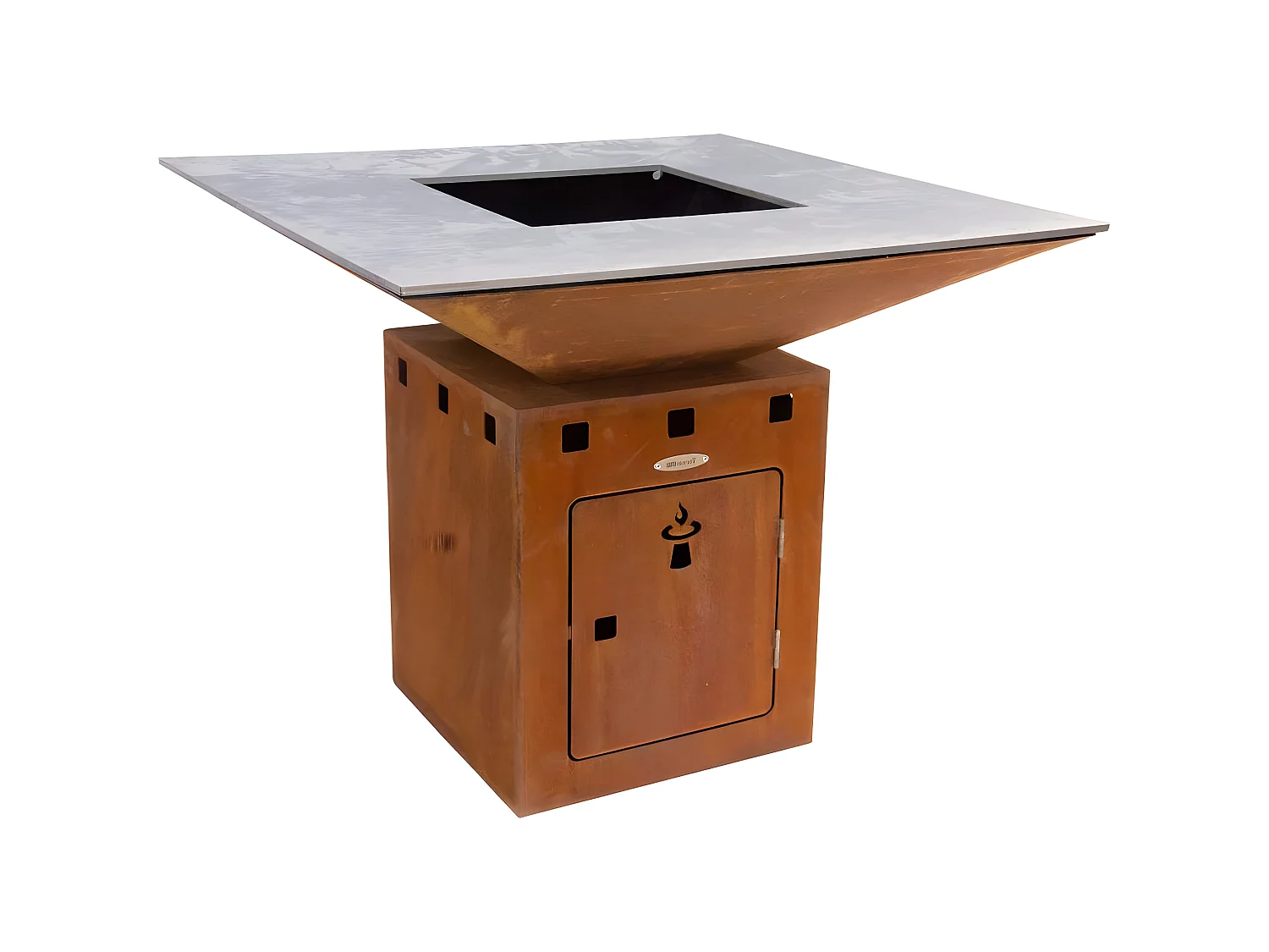 Barbecue Feuerschale aus Stahl Cube Grillfläche 102 cm