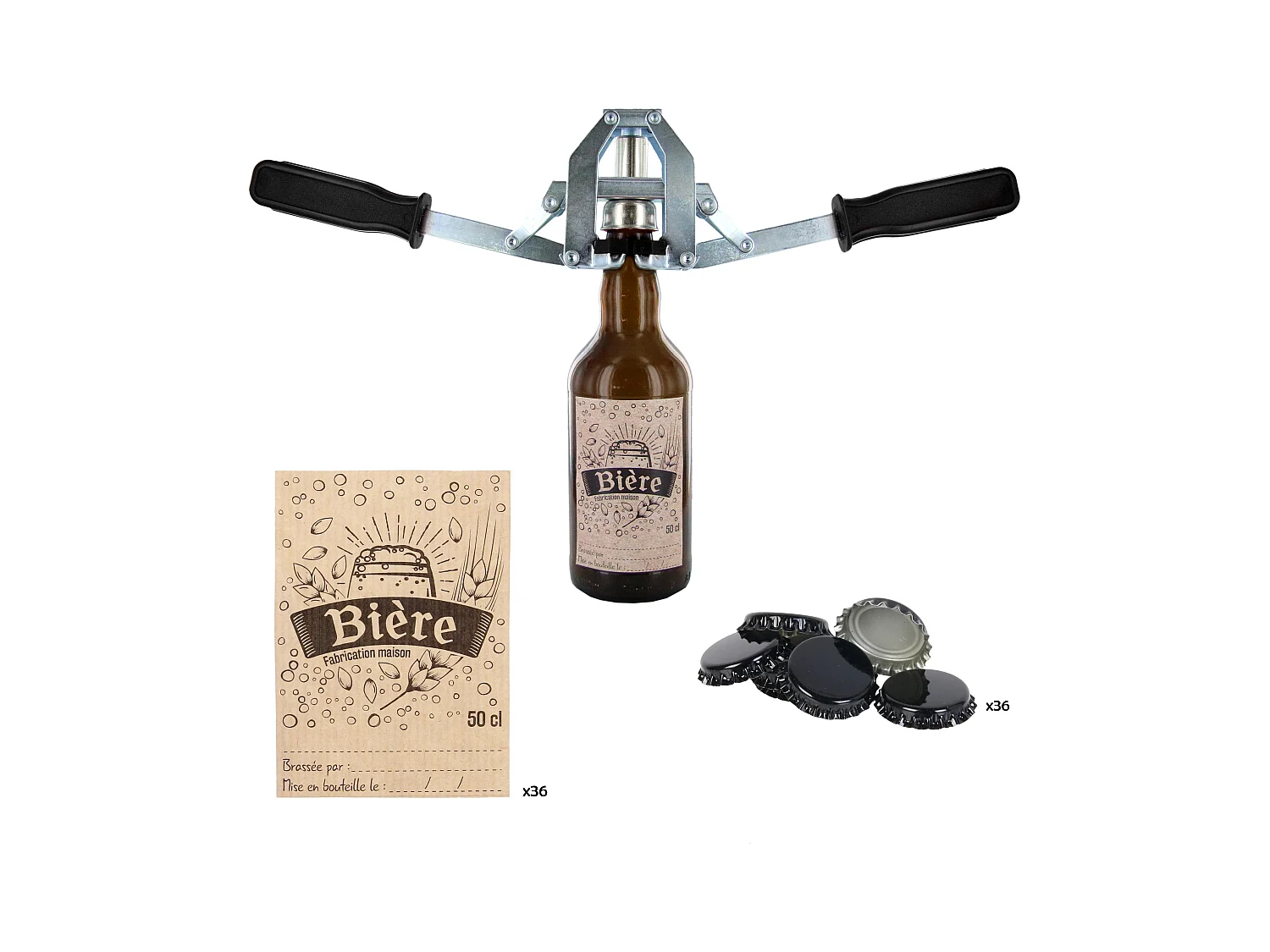 Kapseln-Verschlußgerät mit Kapseln und Etiketten "Concept"