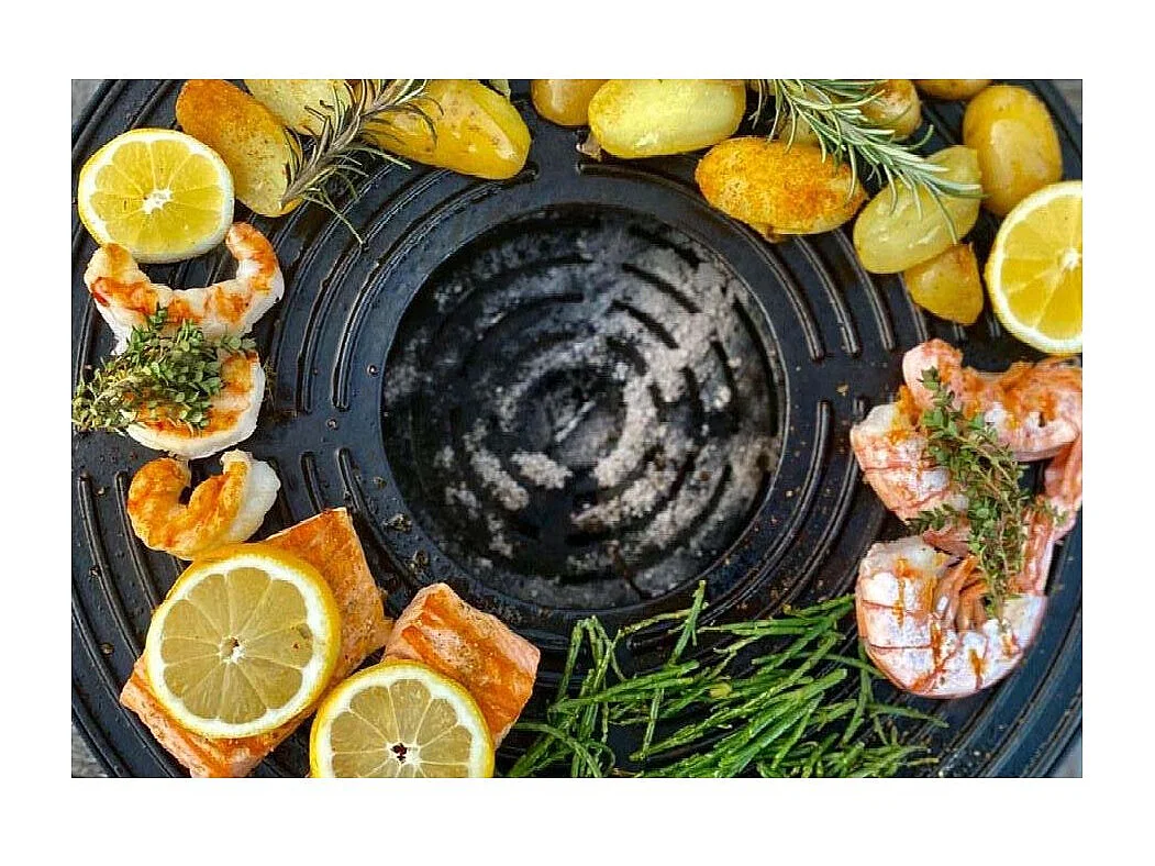 Grillplatte "Tabl'O" + 6 Kokosbriketts + Zange (mitgeliefert)