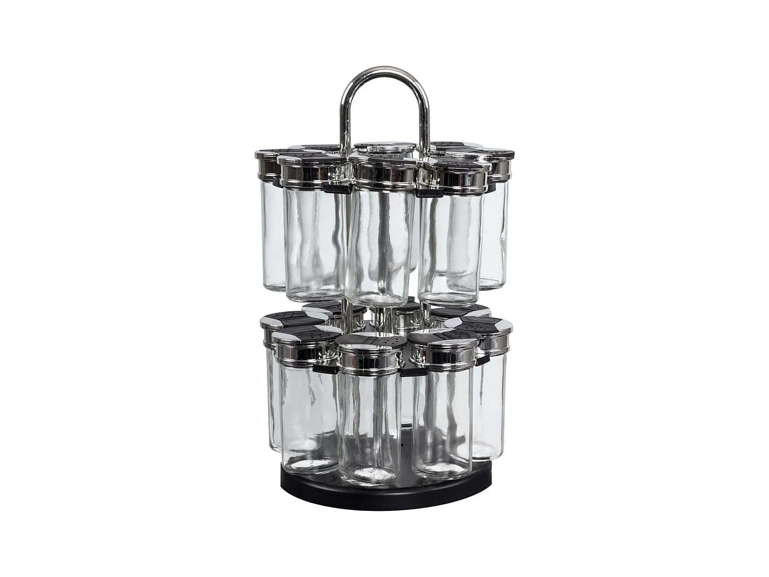 Carrousel 2 Etages 16 Pots Couvercle Plastique Noir, Transparent