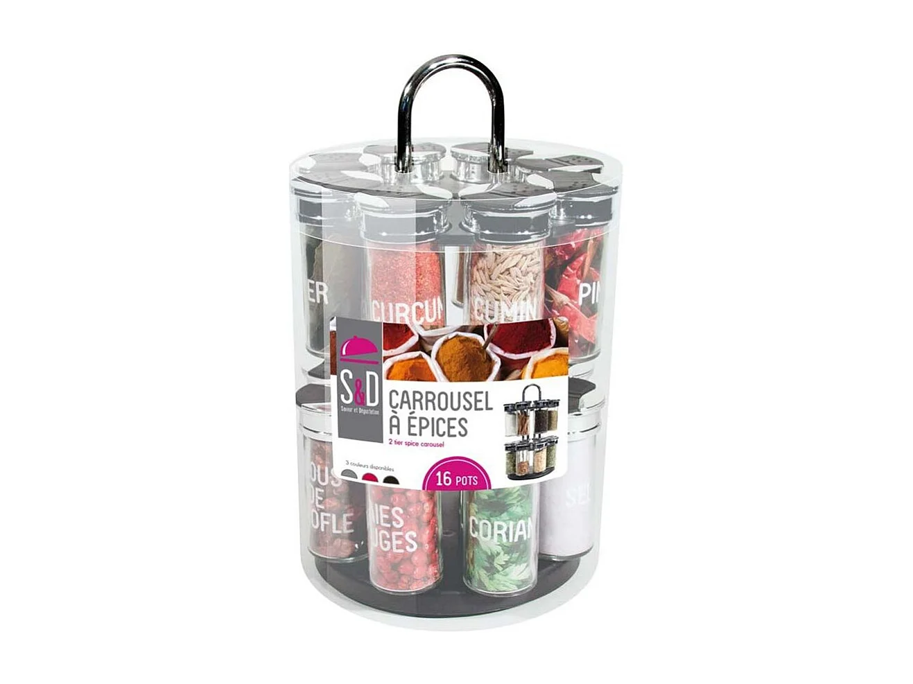 Carosello di spezie in vetro 16 vasetti