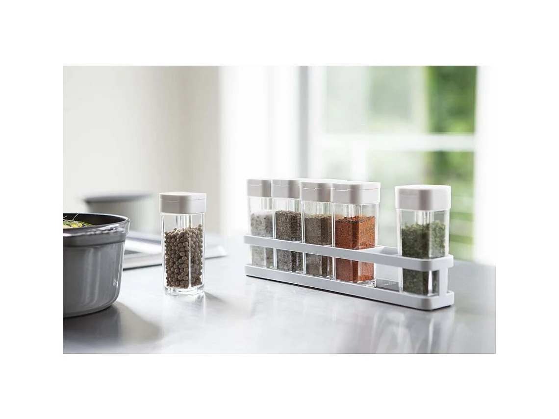 Set di 6 barattoli per spezie con supporto a torre