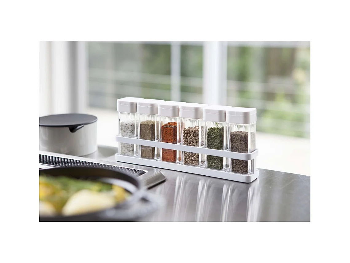 Set di 6 barattoli per spezie con supporto a torre