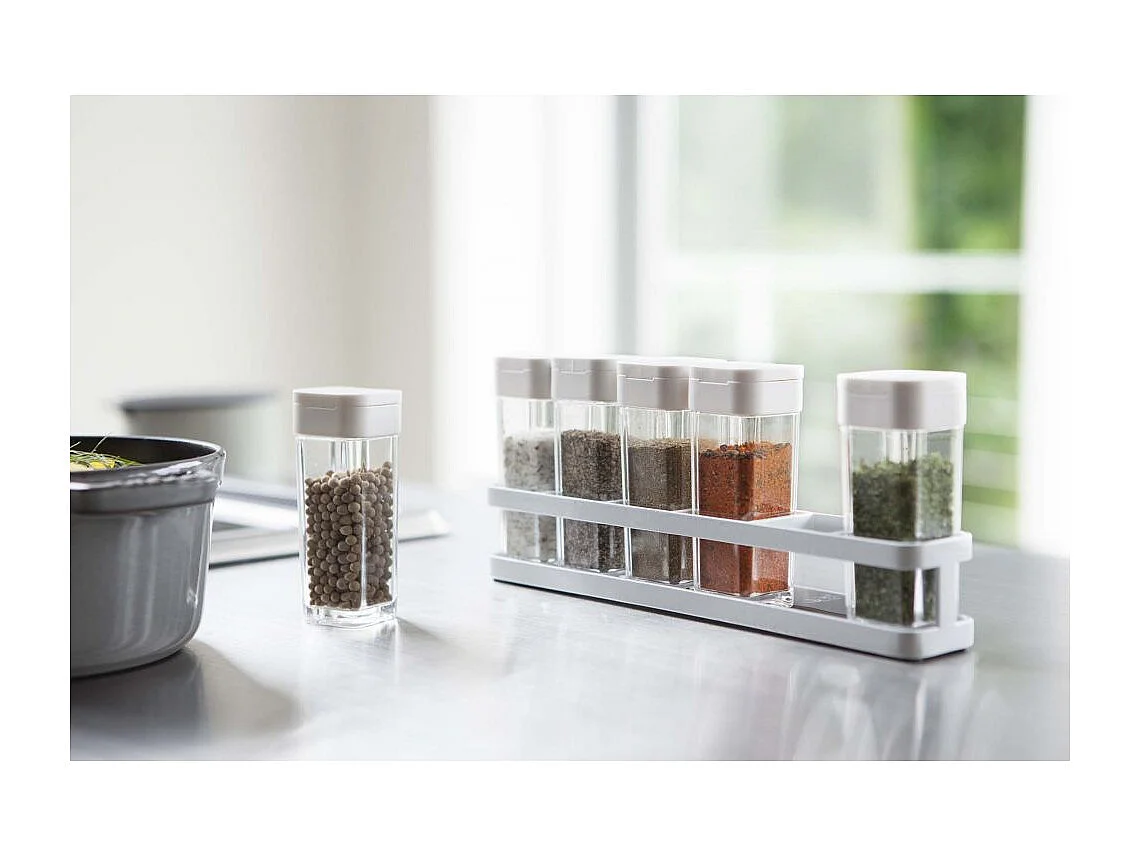 Set di 6 barattoli per spezie con supporto a torre