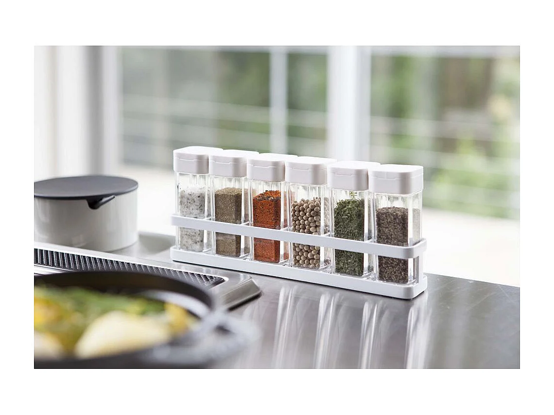 Set di 6 barattoli per spezie con supporto a torre