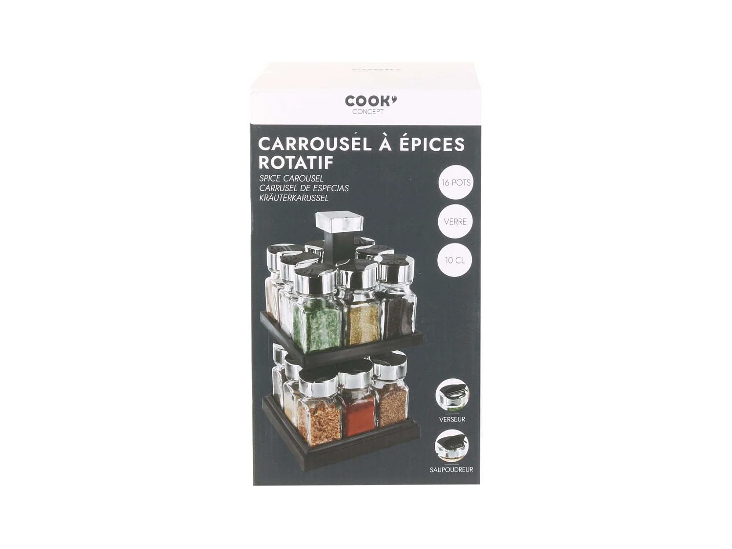Carosello di spezie con 16 vasetti da 10 cl