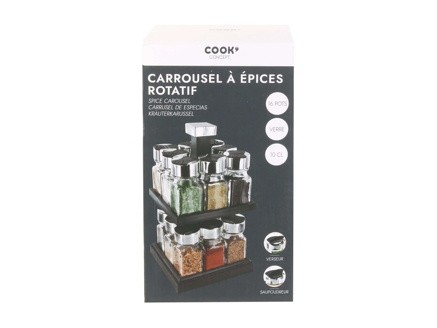 Carosello di spezie con 16 vasetti da 10 cl