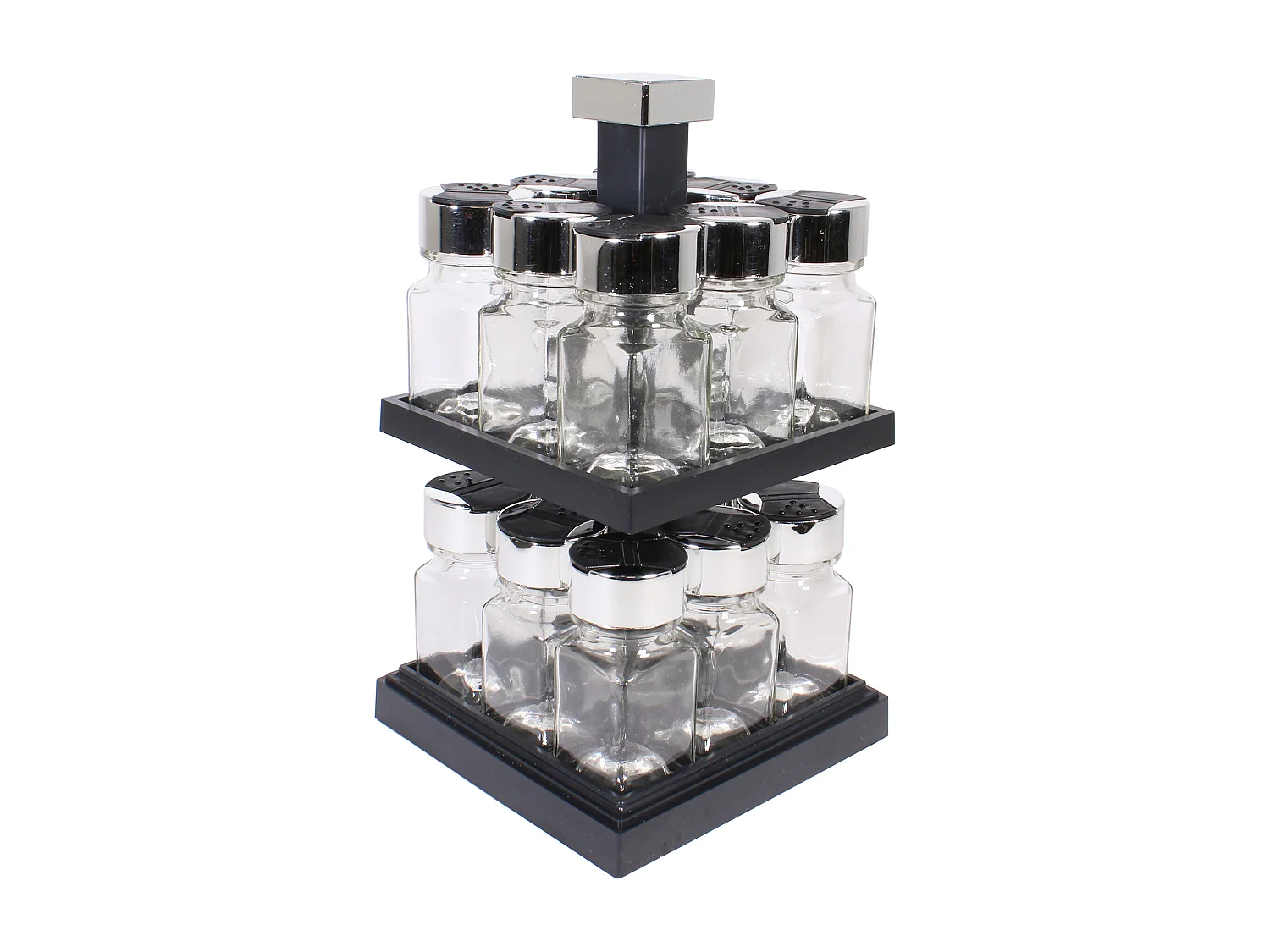 Carrousel Carre 16 Pots 2 Etages Couv Plastique Noir