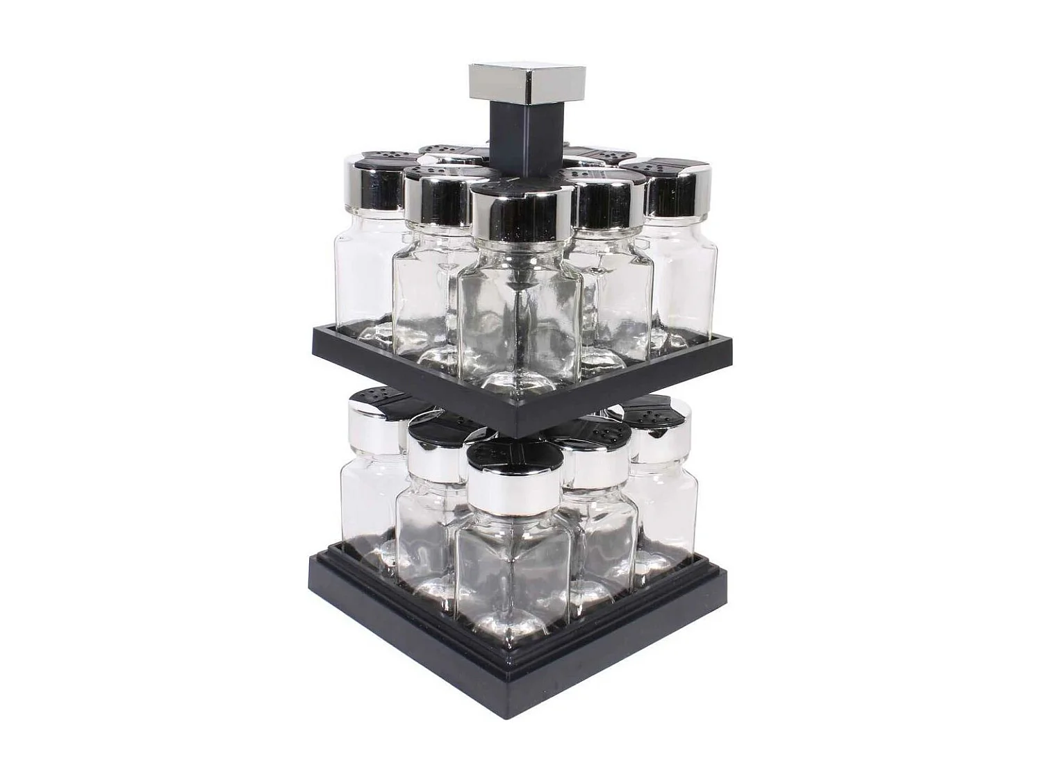 Carrousel Carre 16 Pots 2 Etages Couv Plastique Noir