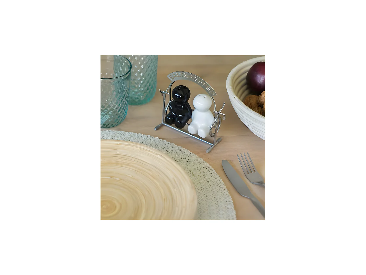 Set de 2 moulins sel et poivre en métal et céramique