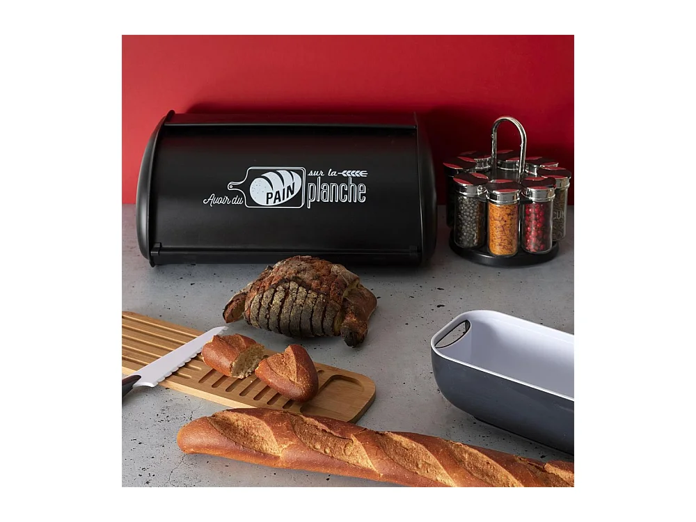 Carrousel Epices 8 Pots Couvercle Plastique Noir, Transparent