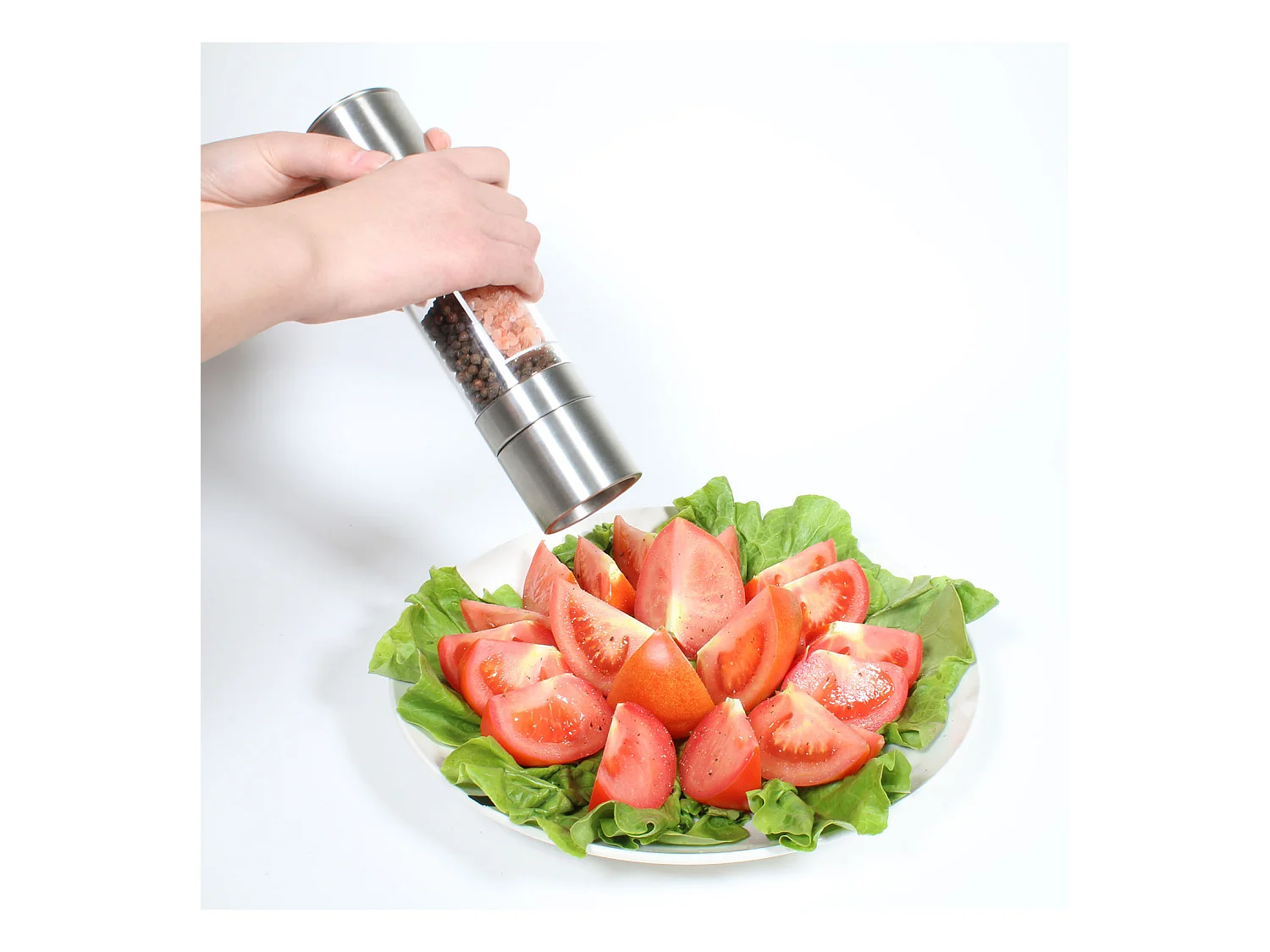 Moulin Poivre Et Sel Inox 2 En 1 Noir, Argent
