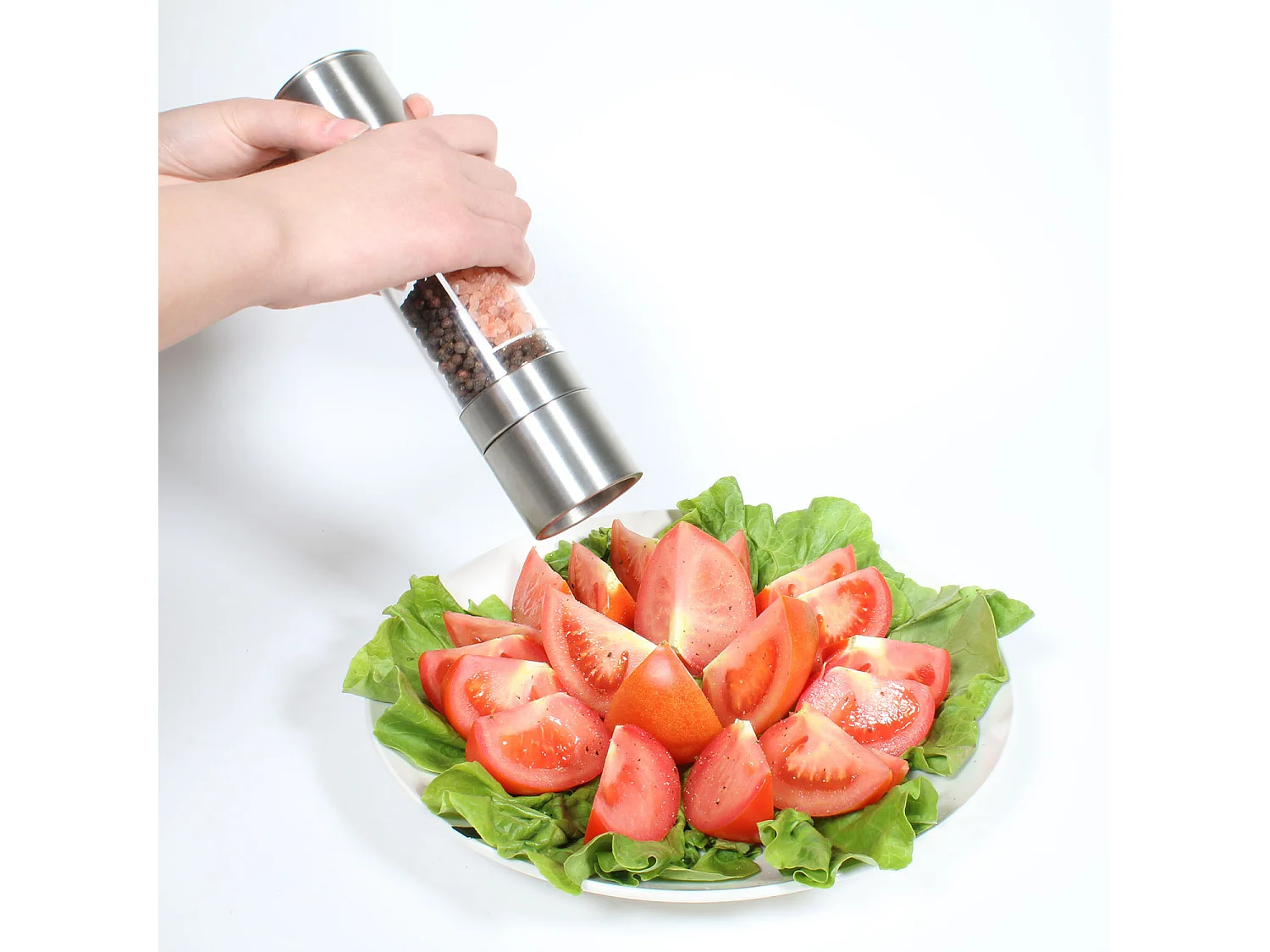 Moulin Poivre Et Sel Inox 2 En 1 Noir, Argent