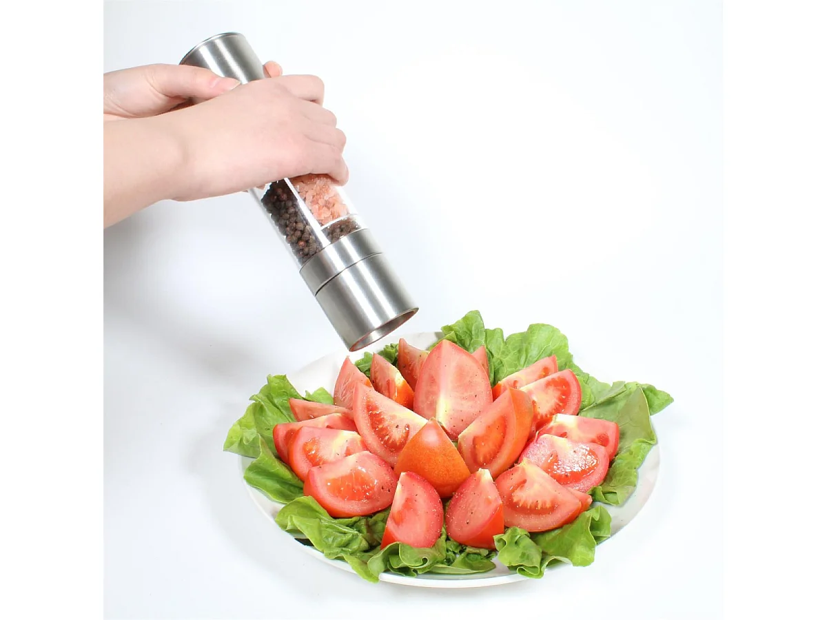 Moulin Poivre Et Sel Inox 2 En 1 Noir, Argent