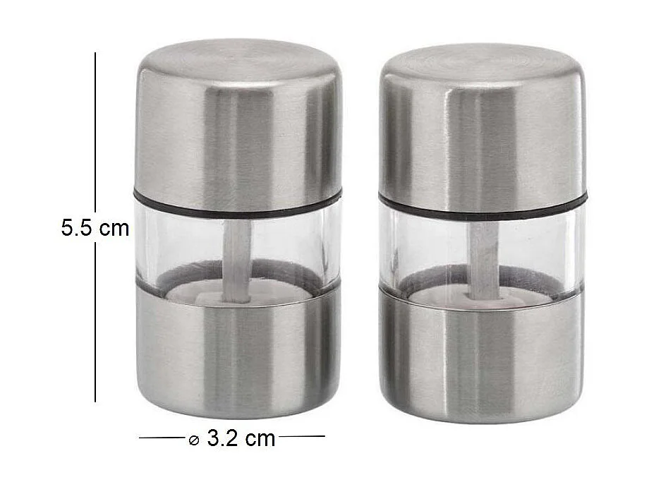 Mini-Pfeffer-/Salzmühle aus Edelstahl (2-stück)