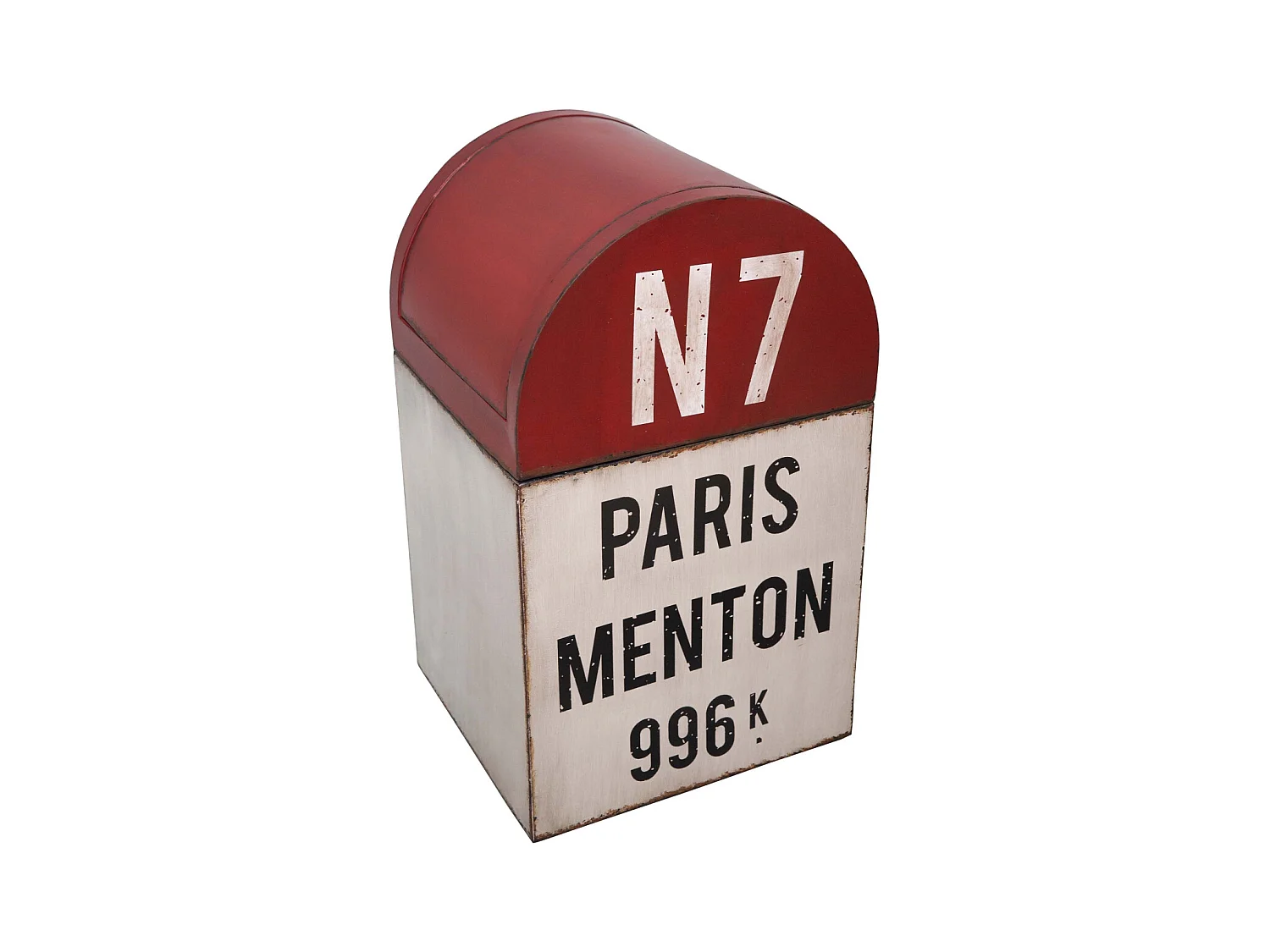 Poubelle borne kilométrique en fer 33 x 33 x 55.5 cm