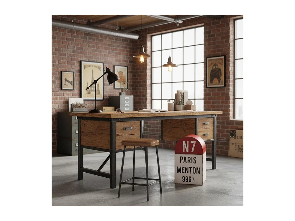 Poubelle borne kilométrique en fer 33 x 33 x 55.5 cm