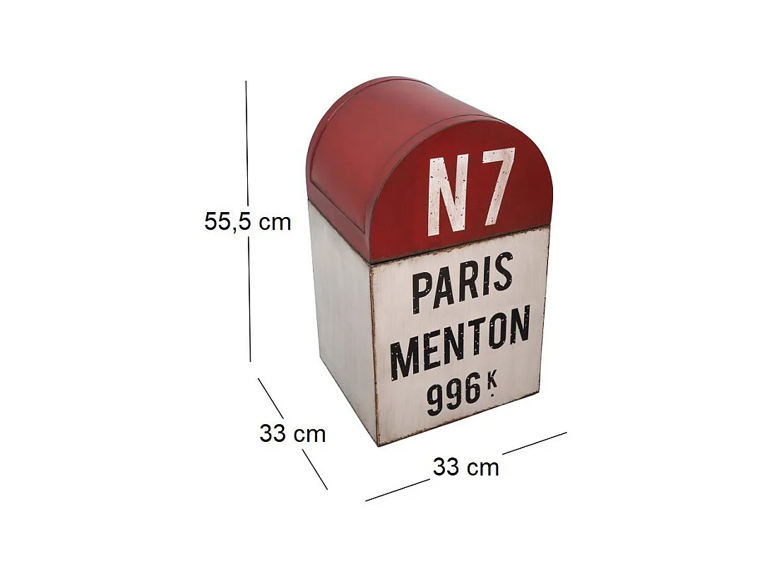 Poubelle borne kilométrique en fer 33 x 33 x 55.5 cm