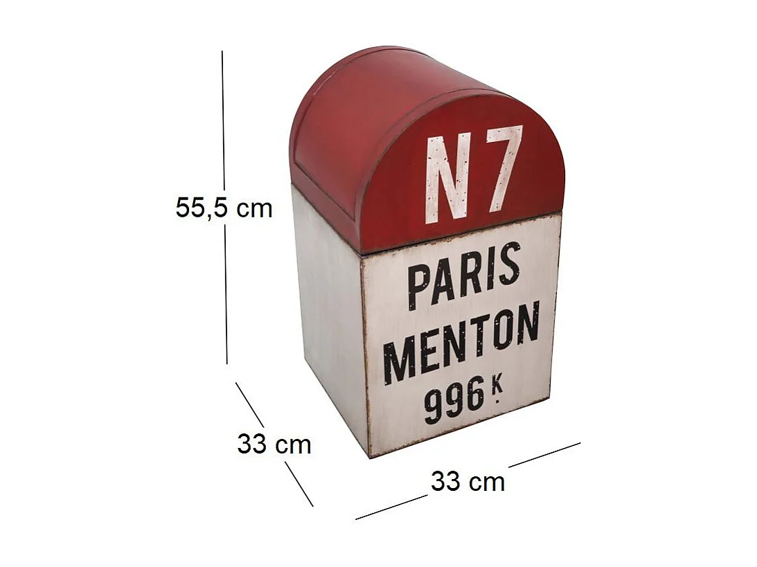 Poubelle borne kilométrique en fer 33 x 33 x 55.5 cm