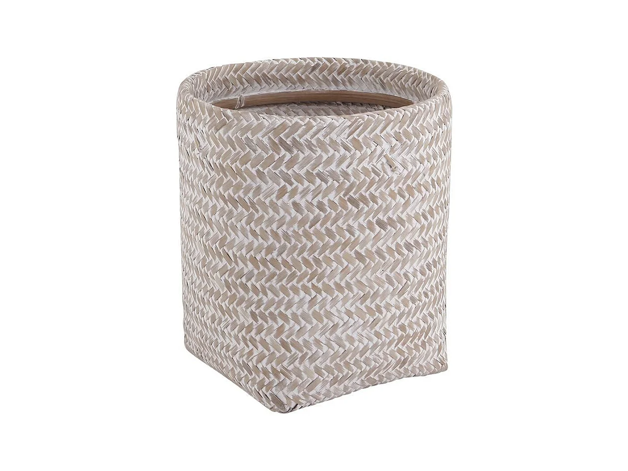 Poubelle ronde en bambou blanc