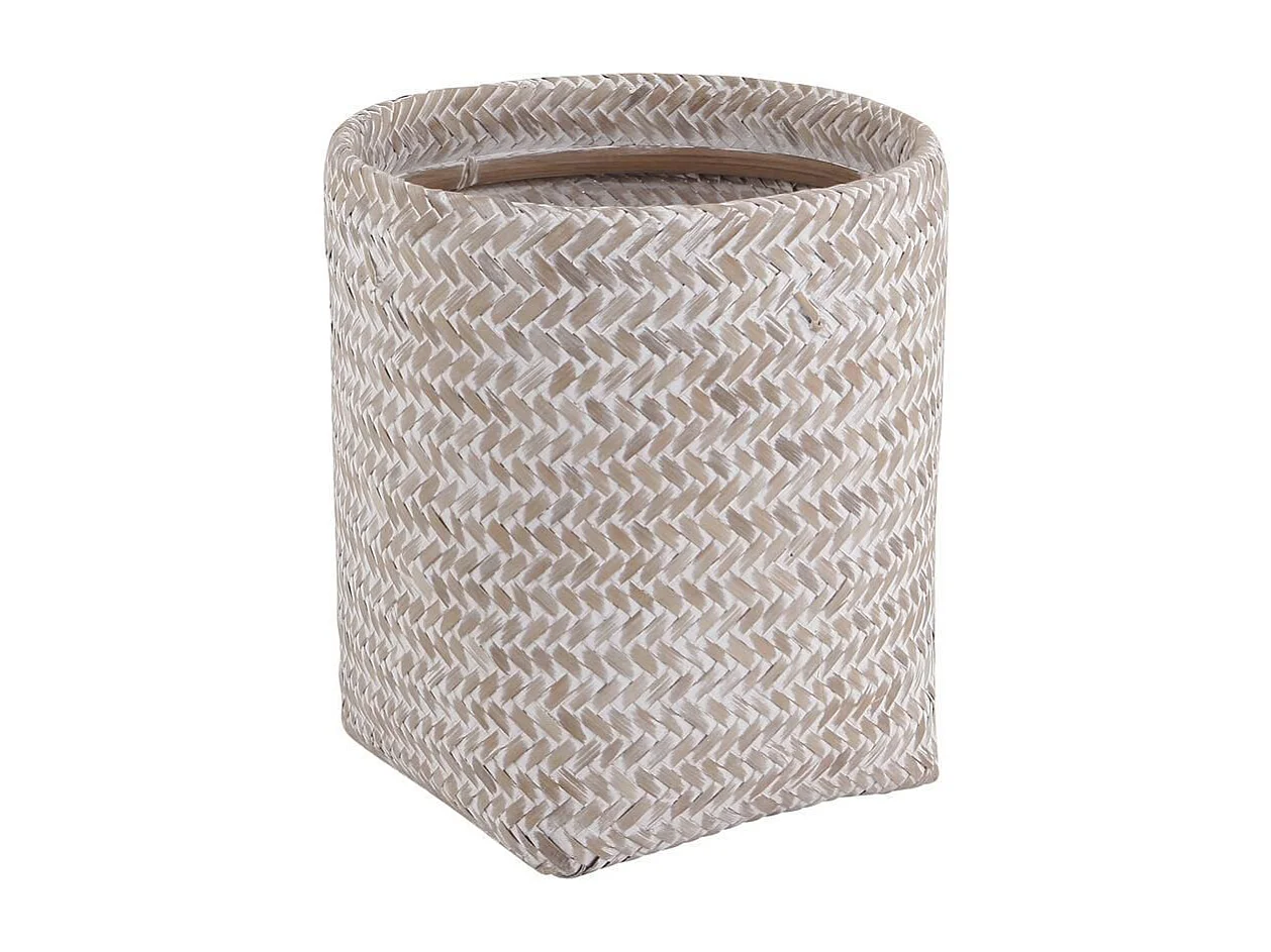 Poubelle ronde en bambou blanc