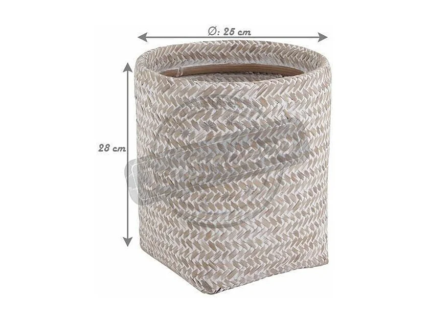 Poubelle ronde en bambou blanc