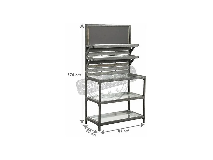 Table de jardinage en bois vieilli et zinc