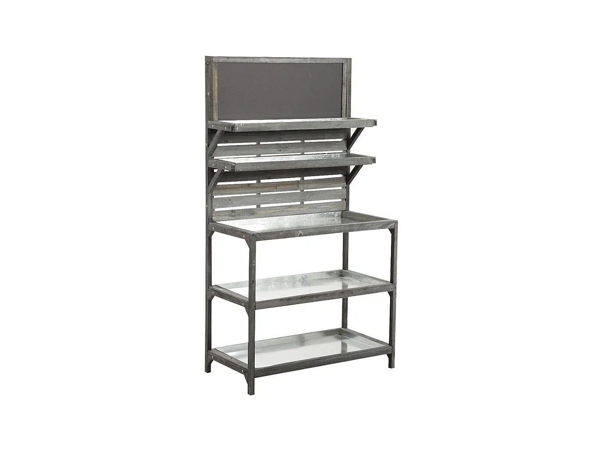 Table de jardinage en bois vieilli et zinc