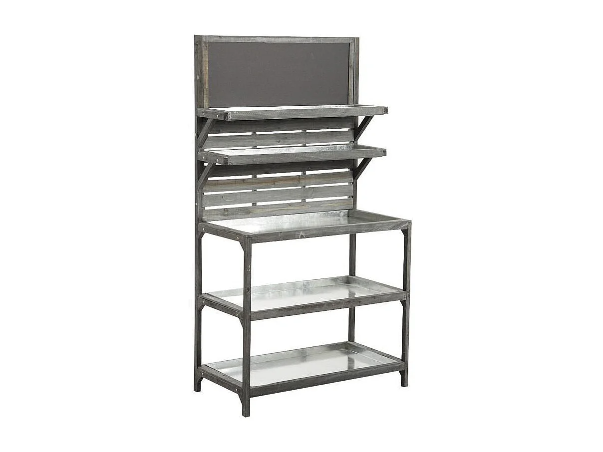 Table de jardinage en bois vieilli et zinc