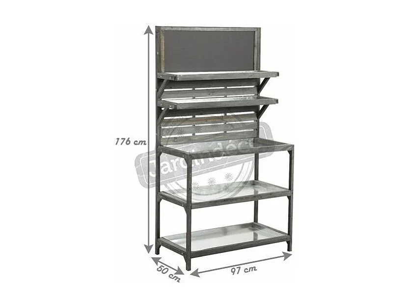 Table de jardinage en bois vieilli et zinc