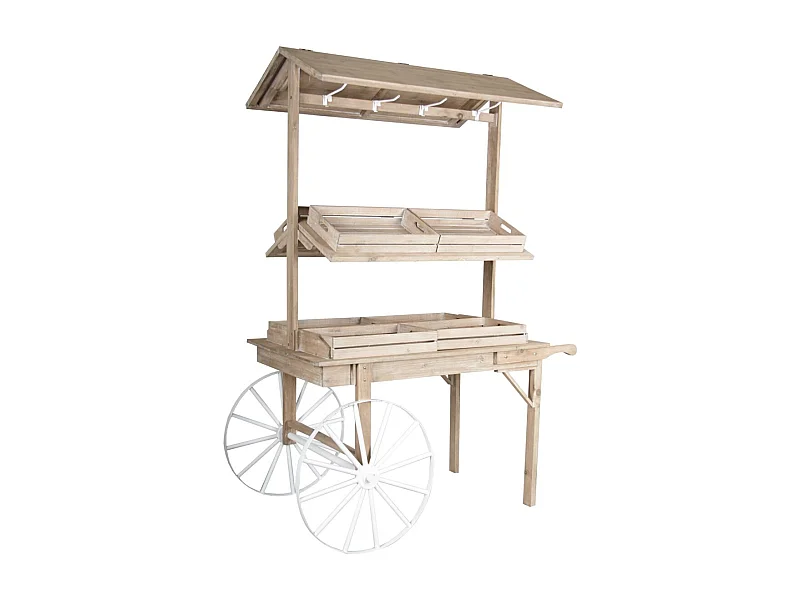 Charrette 4 Saisons en pin 8 casiers de rangement