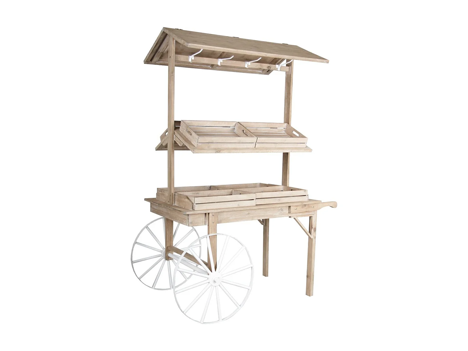 Charrette 4 Saisons en pin 8 casiers de rangement