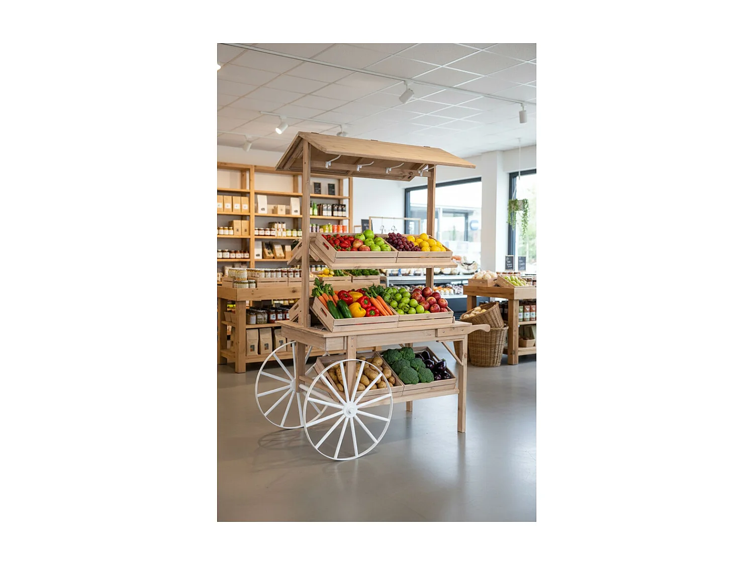 Charrette 4 Saisons en pin 8 casiers de rangement