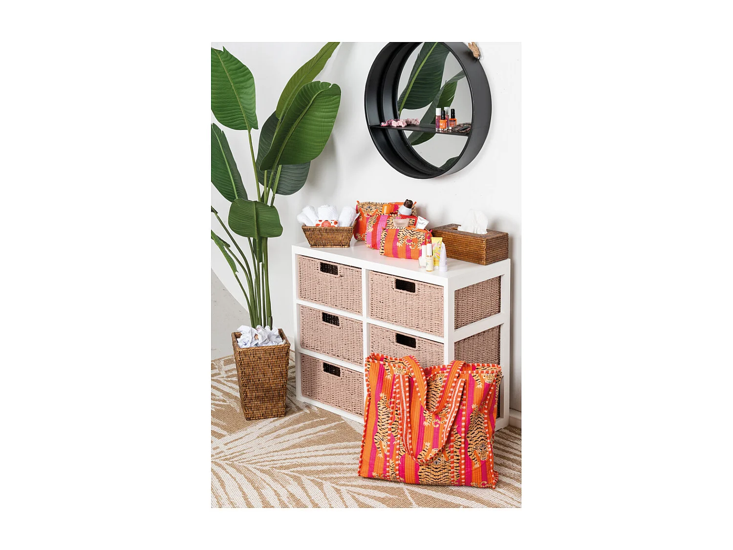 Corbeille à papier en rotin